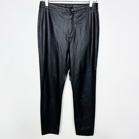 Topshop Pants - Topshop Faux Leather Black Lined Pants 6
